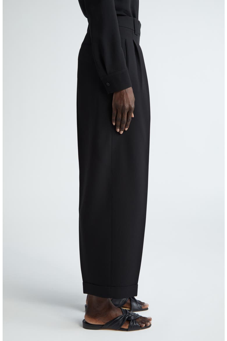 Wyatt Pleated Finesse Crepe Barrel Leg Pants, Alternate, color, BLACK