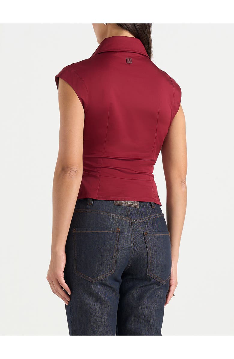 Manière De Voir Yvette Gathered Twist Sleeveless Top, Alternate, color, Wine Red