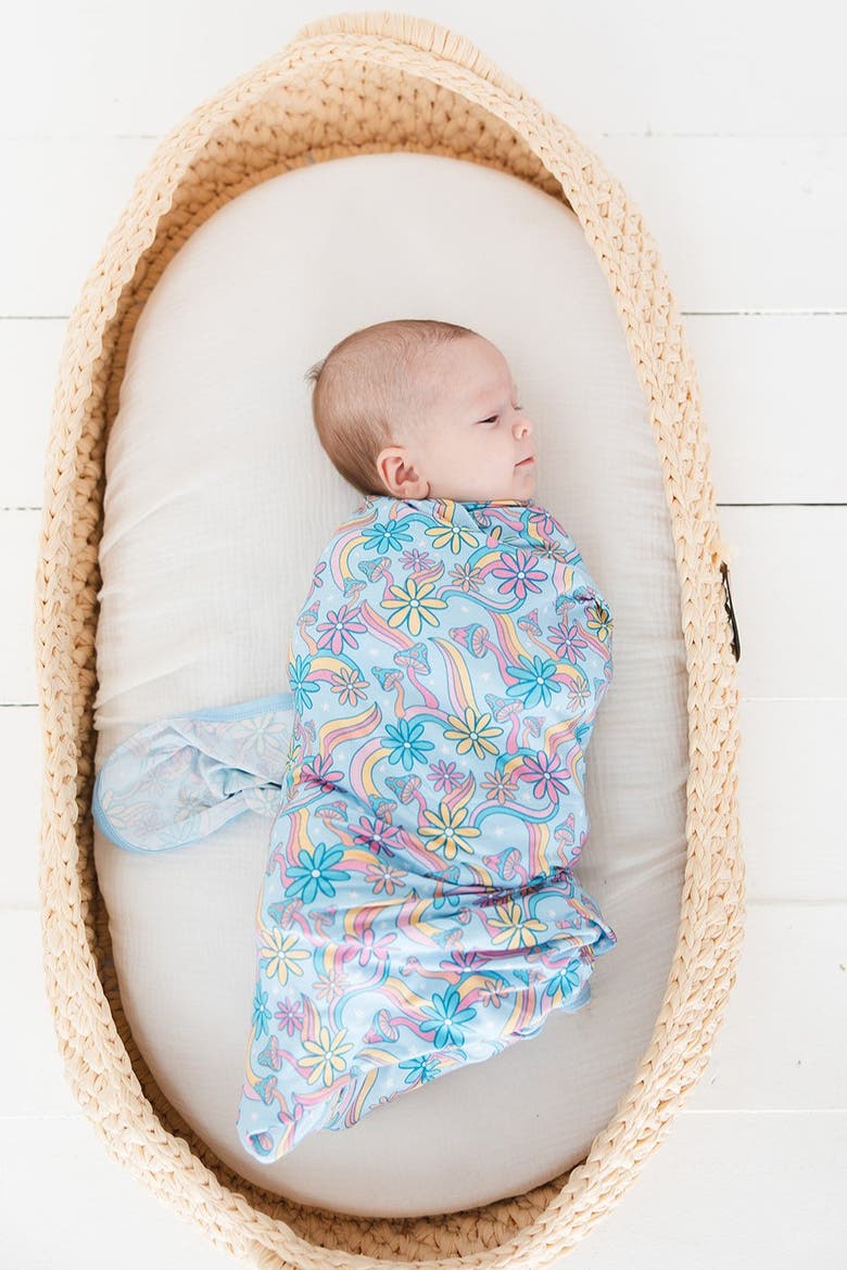 Groovy Fall After All Swaddle, Alternate, color, Blue
