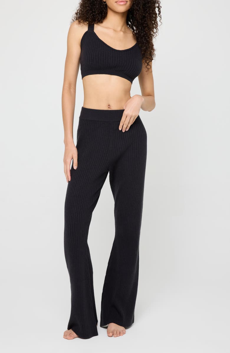 Spiritual Gangster Sofia Ribbed Sweater Bralette, Alternate, color, Black