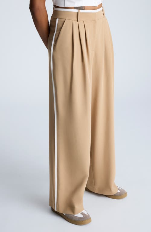 Kenneth Cole Fly Front High Rise Contrast Tipping Wide Leg Pants Pant In Gold