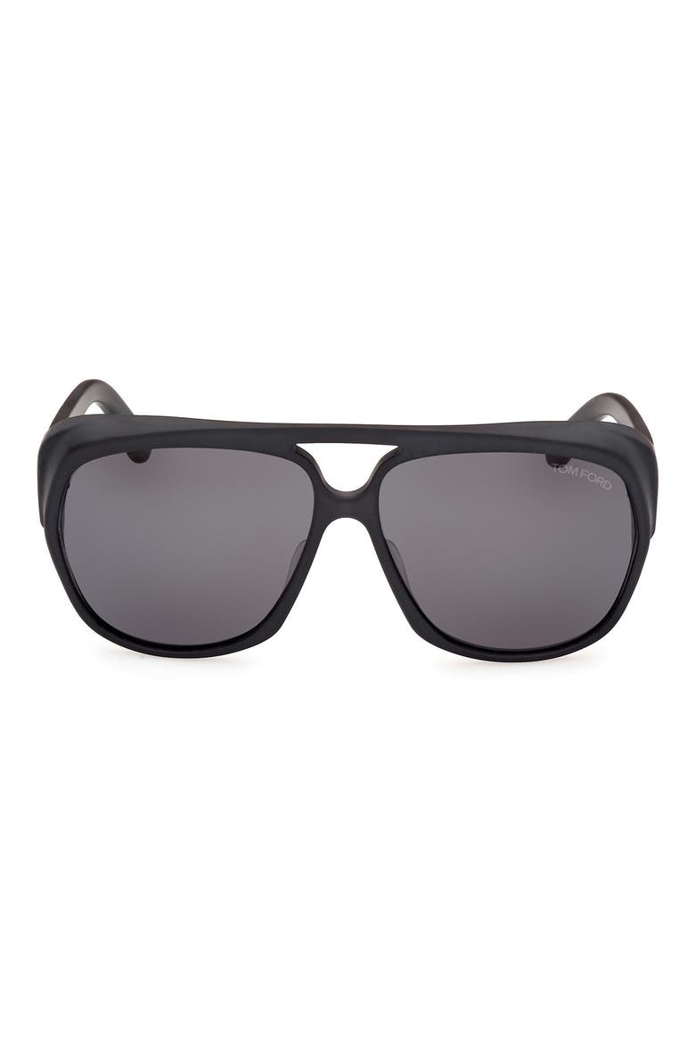 Jayden 61mm Pilot Sunglasses, Main, color, BLACK ECO / T LOGO / SMOKE