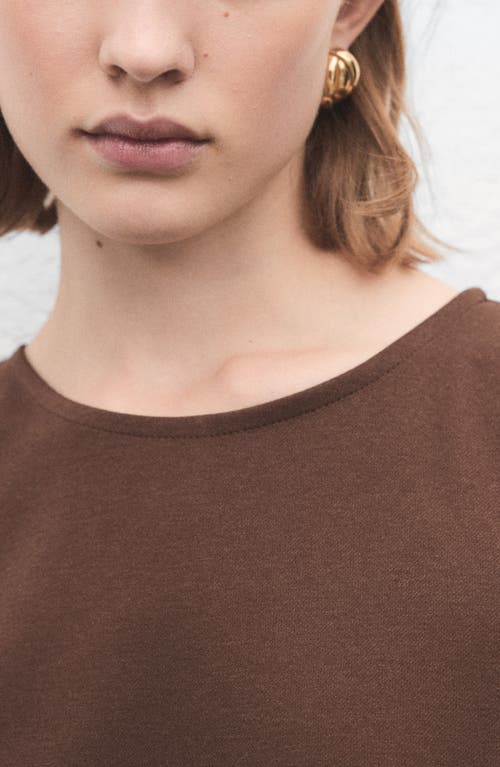 Mango Back Button Crop Top In Brown