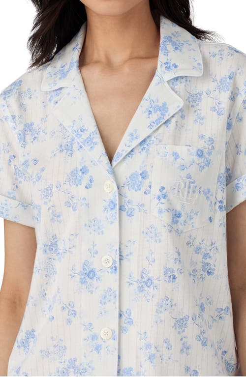 Ralph Lauren Lauren Print Cotton Blend Short Pajamas In Blue Floral