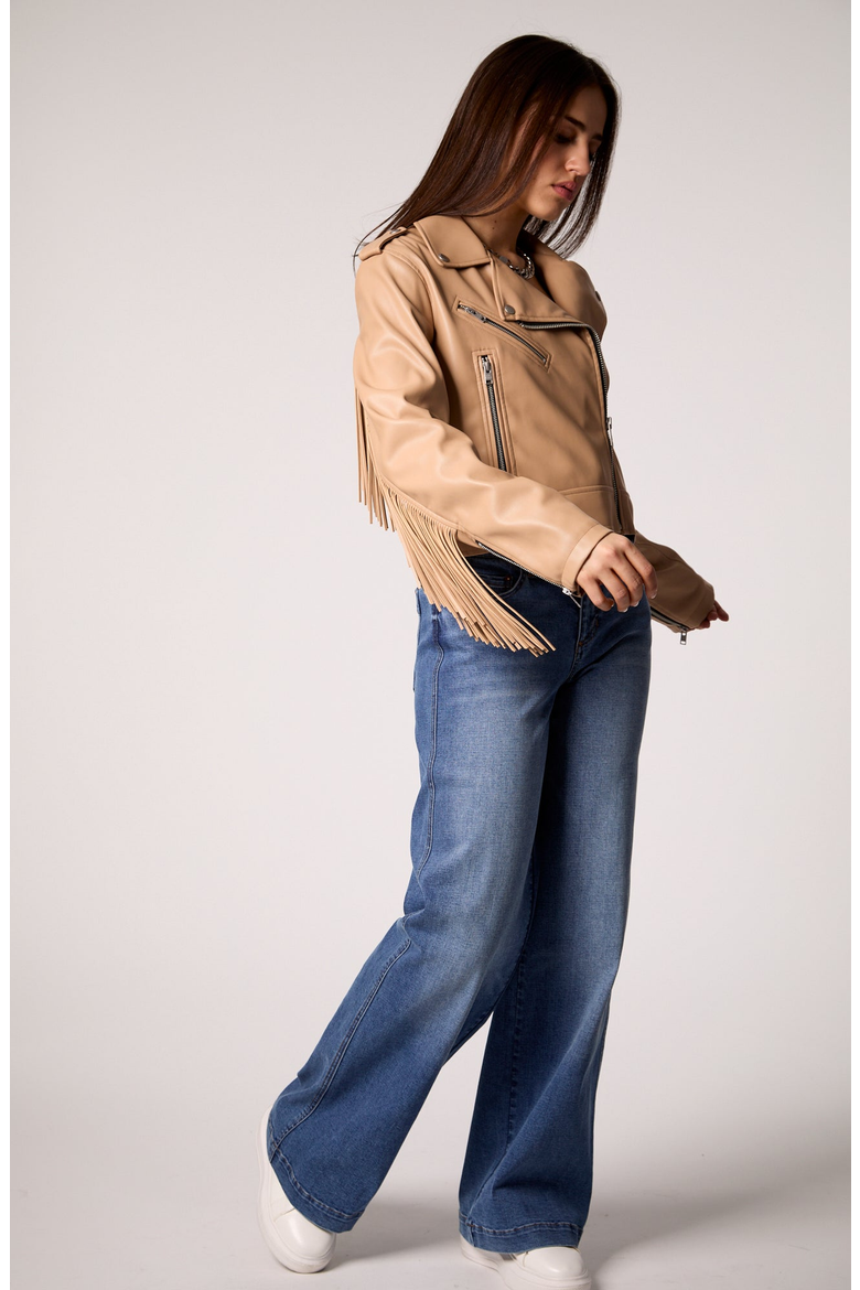 The Way She Moves Unreal Leather Jacket, Alternate, color, Sand Dune