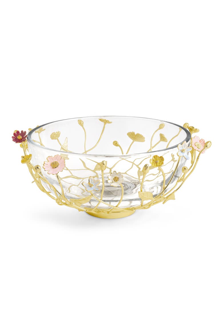 Wildflowers Large Glass Bowl, Main, color, GOLD