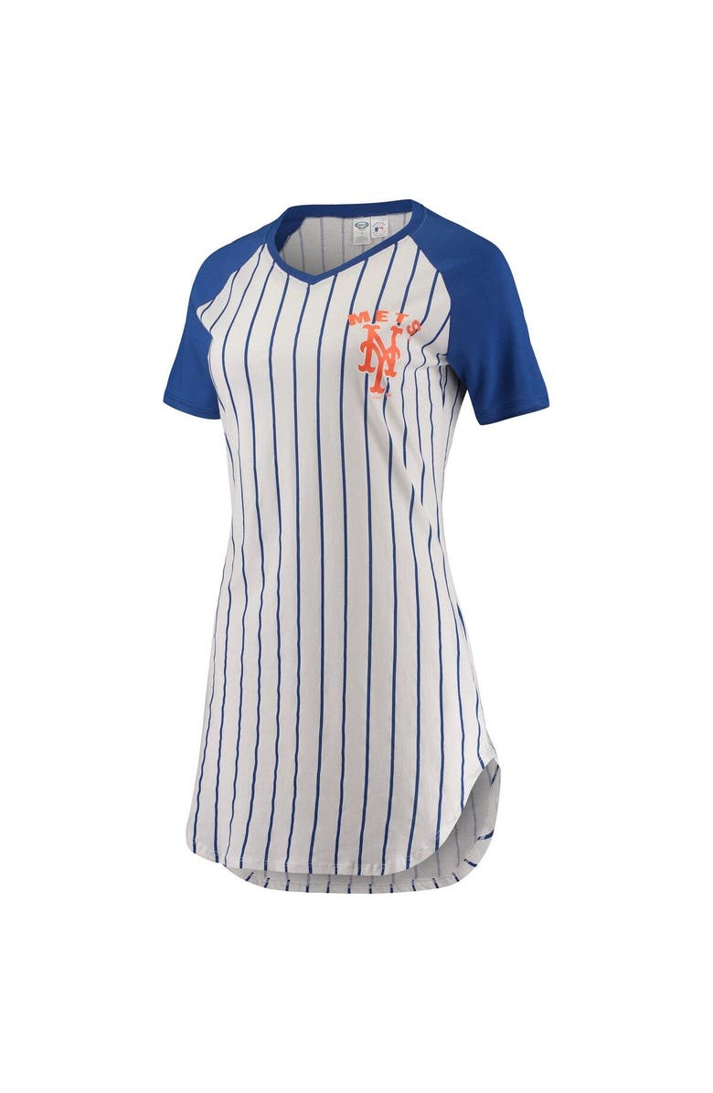 CONCEPTS SPORT Women's Concepts Sport White New York Mets Vigor Pinstripe Nightshirt, Alternate, color, 