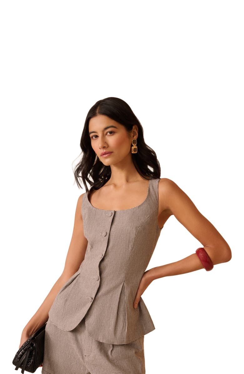 Onia Peplum Vest, Alternate, color, Brown/White
