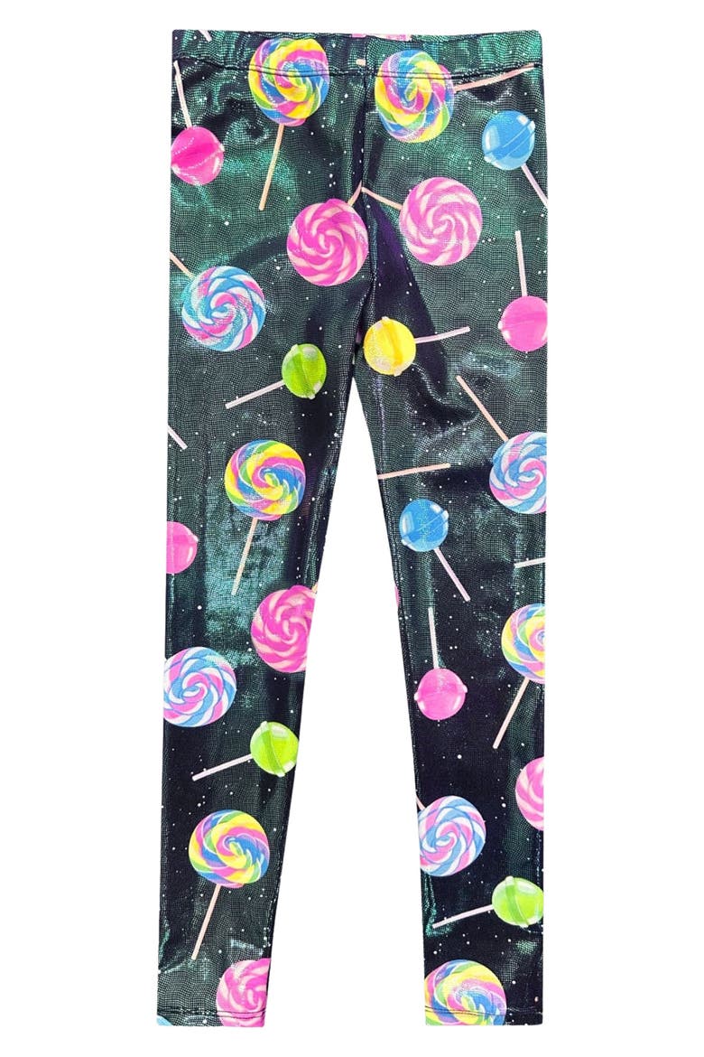 Kids' Glitter Shine Leggings, Main, color, BLK LOLLIPOPS