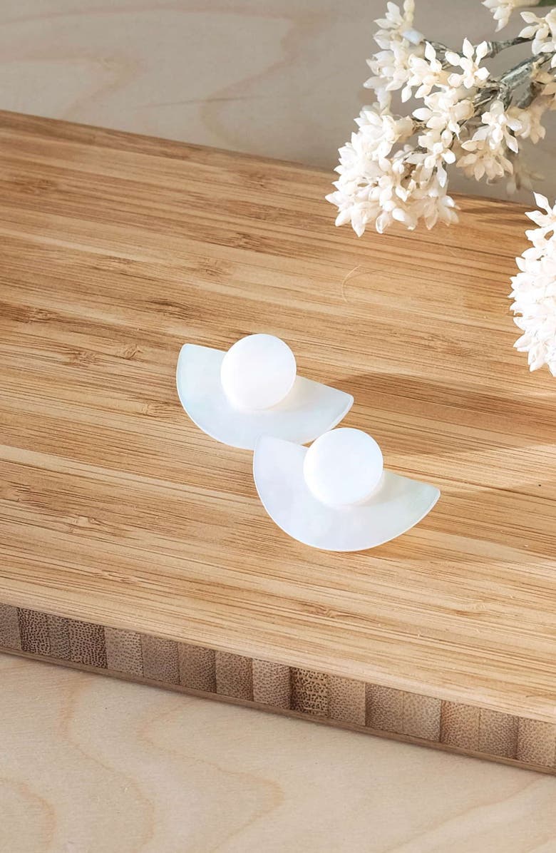 LIKHA 3-in-1 Mother-of-Pearl Geometric Stud Earrings Set, Alternate, color, White