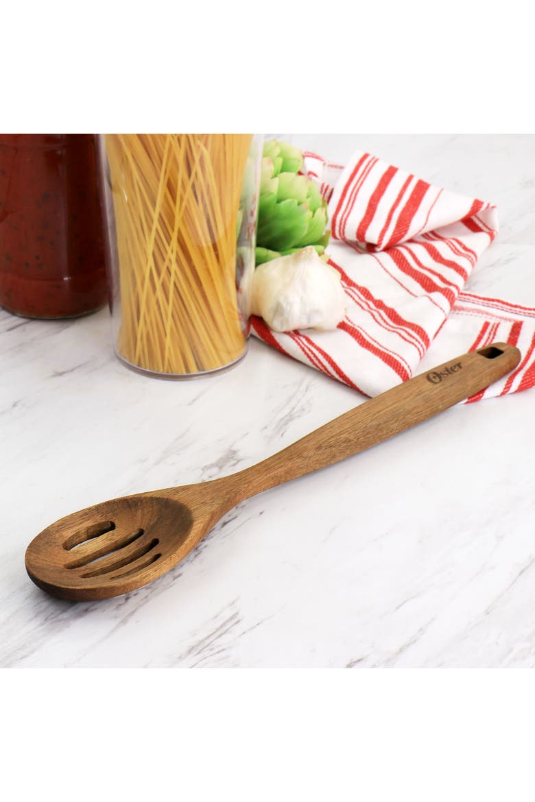 Acacia Wood Slotted Spoon Cooking Utensil, Alternate, color, Dark Brown