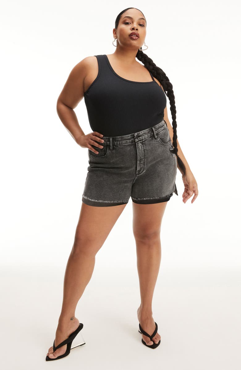 Good American Good Curve High Waist Cutoff Shorts, Alternate, color, 