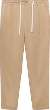 MANGO Slim Fit Linen & Cotton Drawstring Pants
