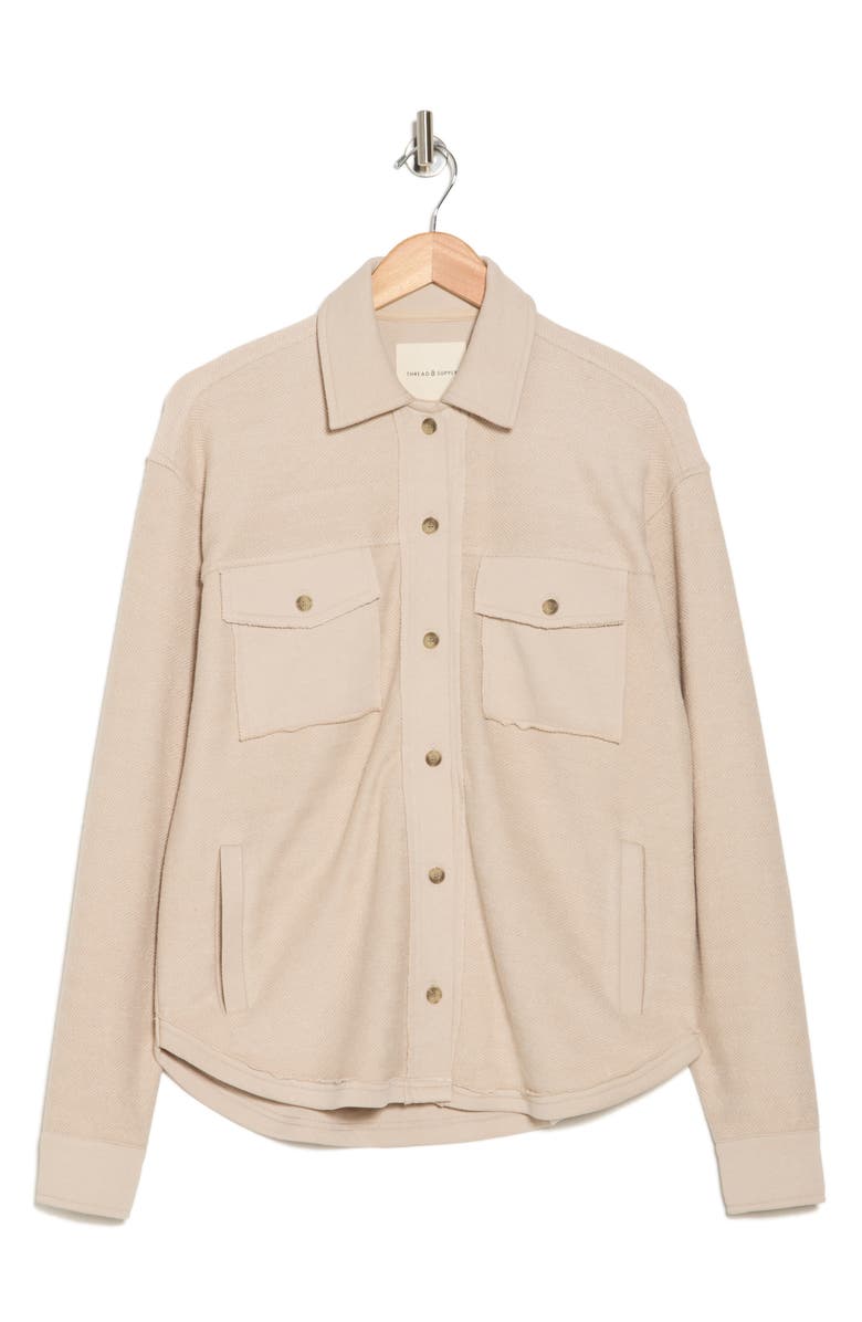 Thread & Supply Chevron Knit Shacket, Alternate, color, Taupe