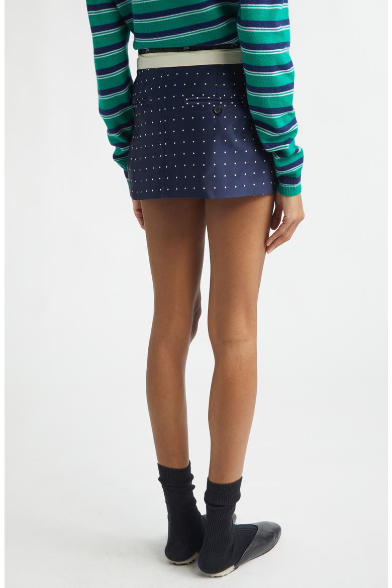 Polka Dot Belted Flip Waist Pleated Miniskirt, Alternate, color, NAVY POLKA DOT