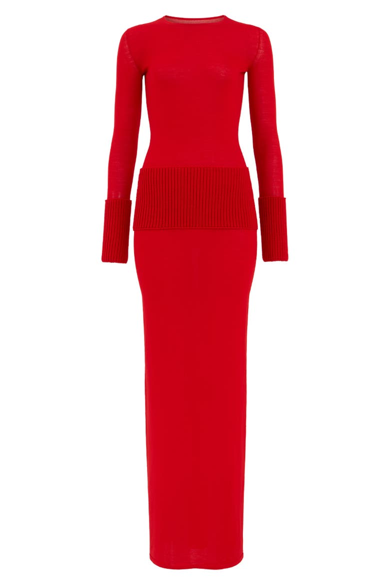 Long Sleeve Wool Body-Con Dress, Main, color, ROUGE ALAIA