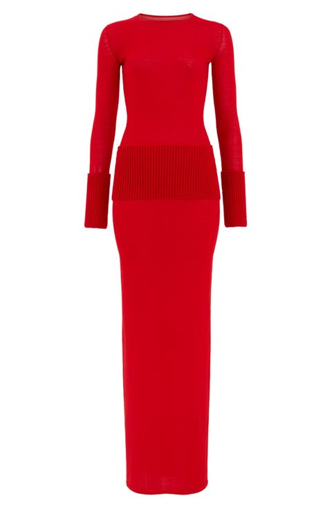 Long Sleeve Wool Body-Con Dress
