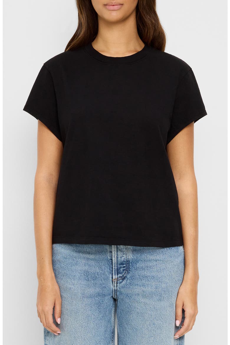 Solene Boxy Crewneck T-Shirt, Main, color, BLACK