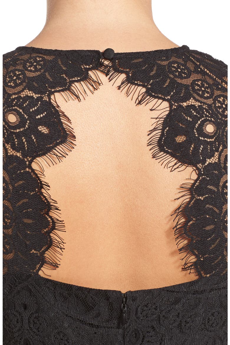 BB Dakota Rhianna Open Back Lace Fit & Flare Cocktail Dress (Nordstrom Exclusive), Alternate, color, BLACK