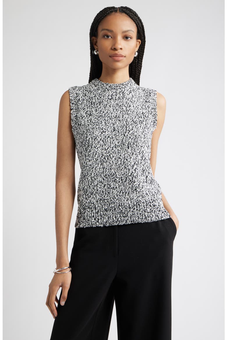 Marled Crewneck Sweater Vest, Main, color, BLACK-IVORY MARL