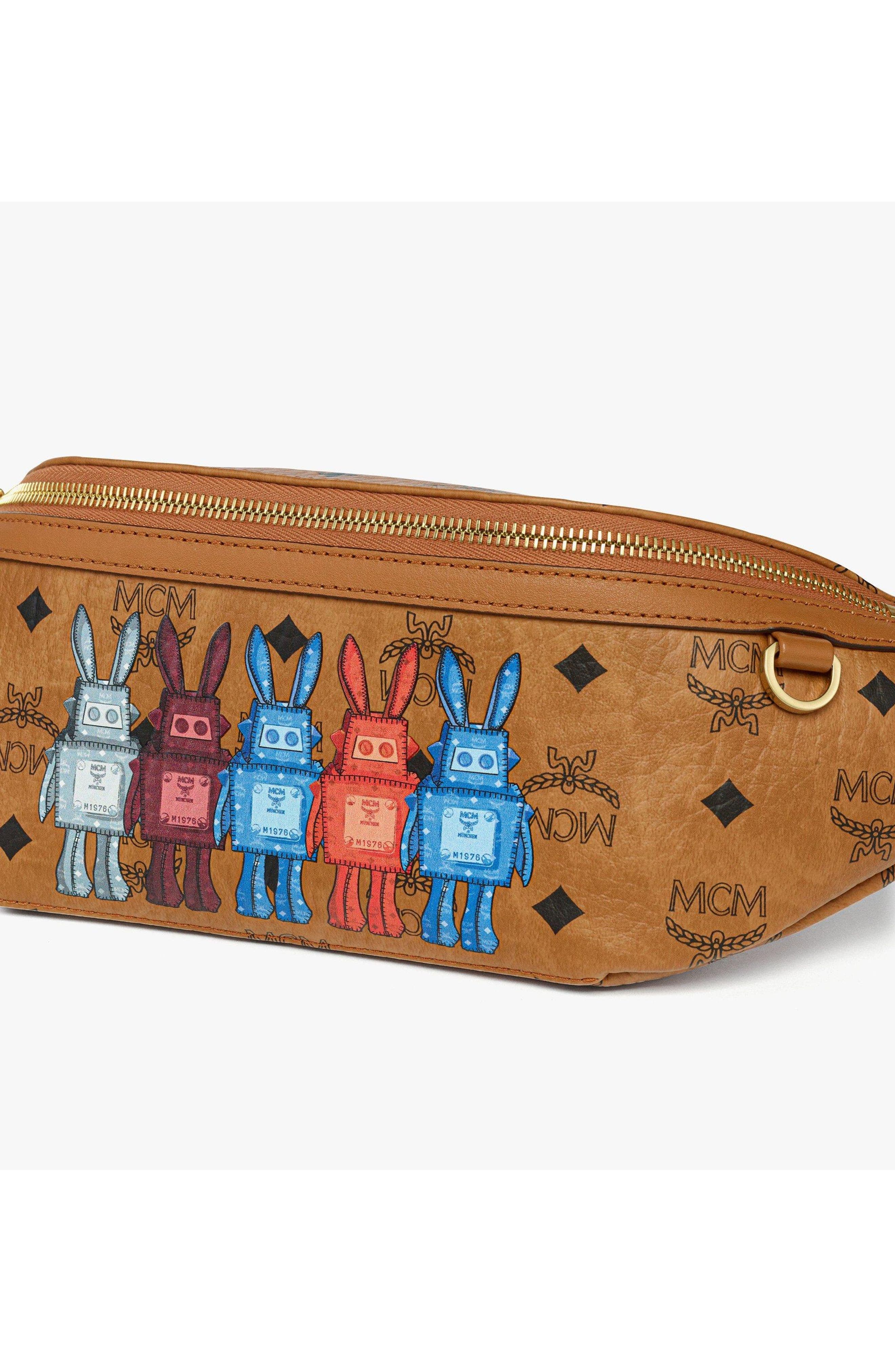 MCM Medium Fursten Belt Bag in Rabot Visetos, Alternate, color, Cognac