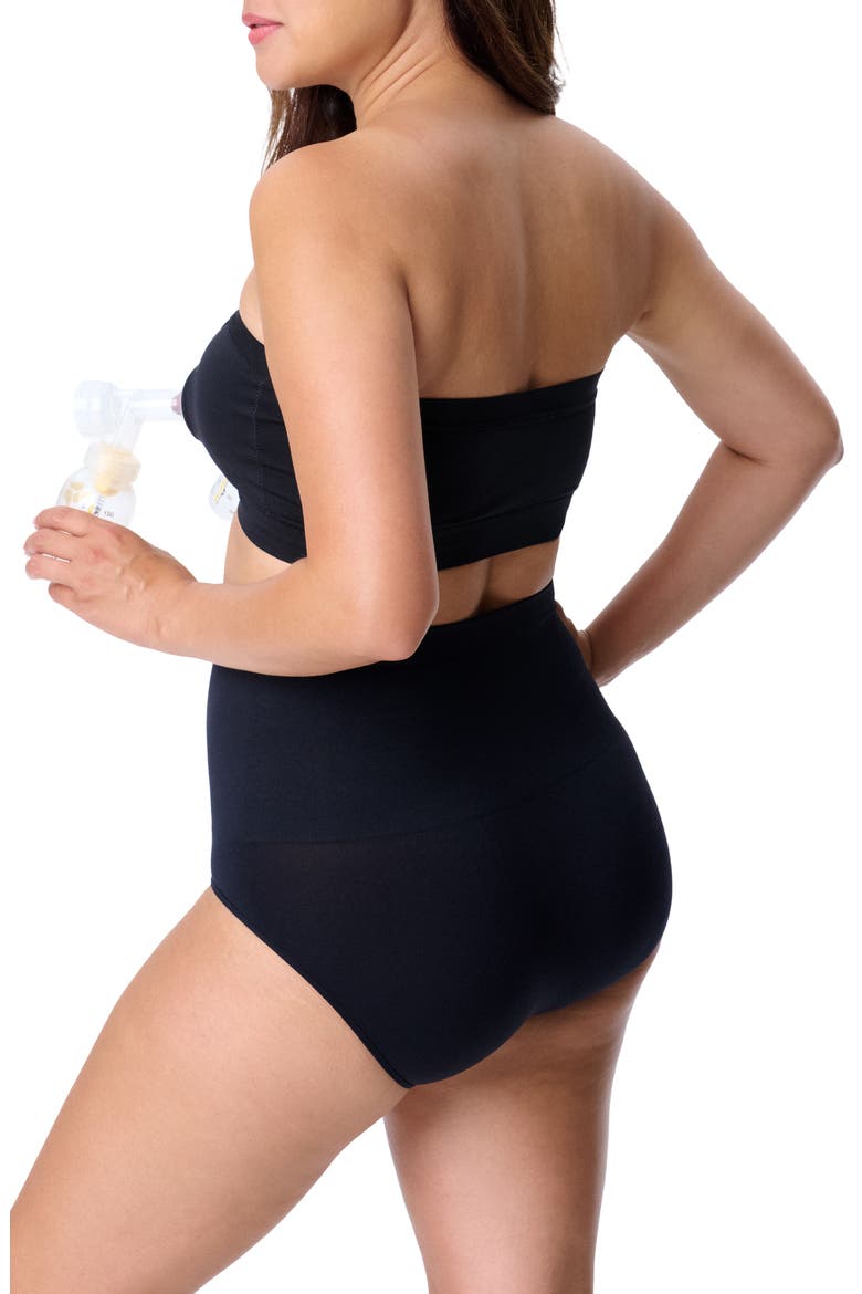 Motherhood Women's Maternity Seamless Front Close Nursing and Hands-Free Pumping Bandeau Bra, Alternate, color, Core Black