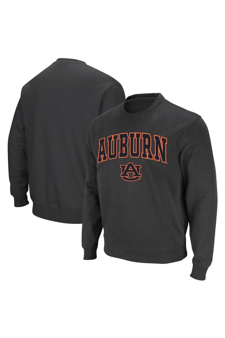 Men's Colosseum Charcoal Auburn Tigers Arch & Logo Crew Neck Sweatshirt, Alternate, color, Charcoal