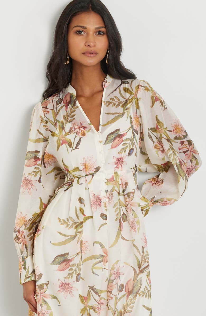 Chelsea28 Floral Long Sleeve Maxi Dress, Alternate, color, Ivory- Pink Bohem Botanical
