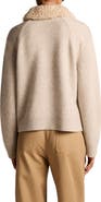 Vince Faux Fur Collar Half Zip Sweater