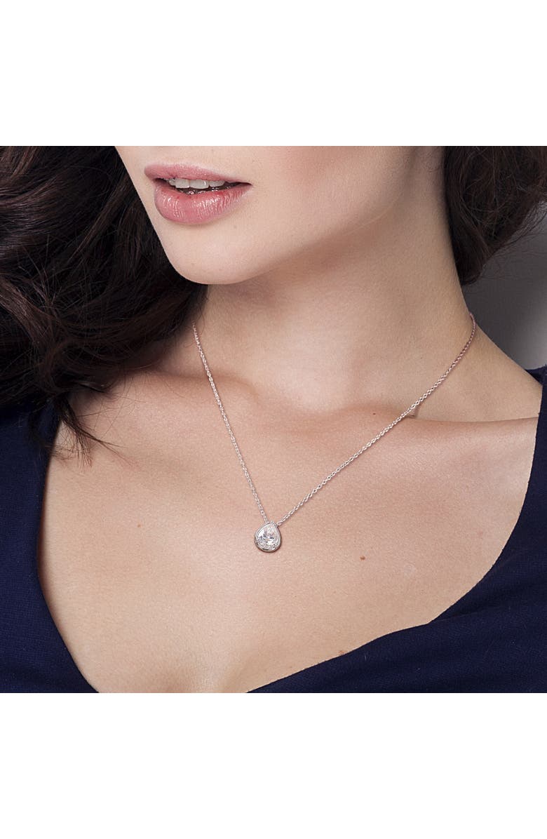 Julianna B. Moissanite Halo Teardrop Necklace, Alternate, color, Sterling Silver
