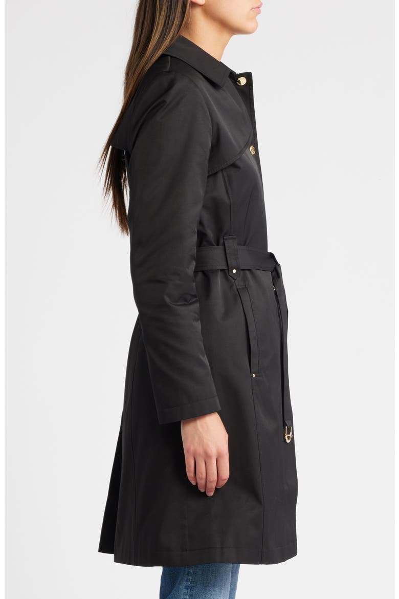 Water Resistant Cotton Blend Coat with Removable Hood, Alternate, color, BLACK