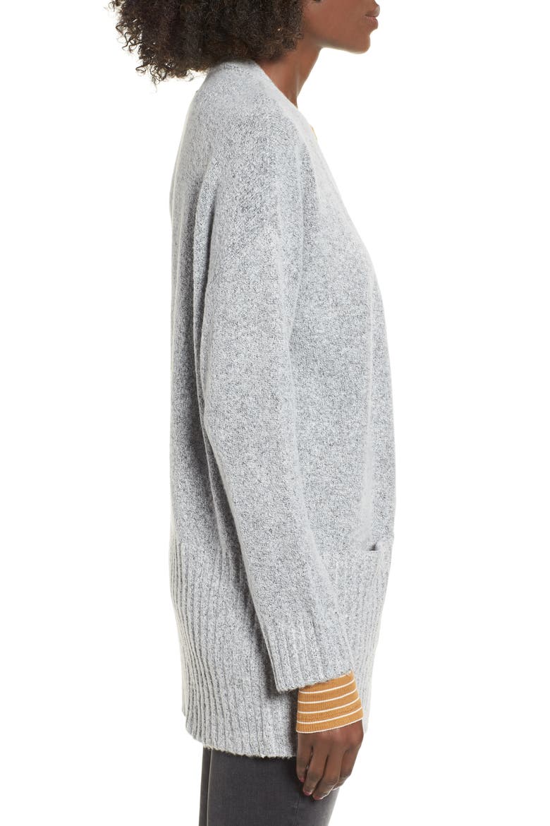 Rib Edged Open Cardigan, Alternate, color, GREY