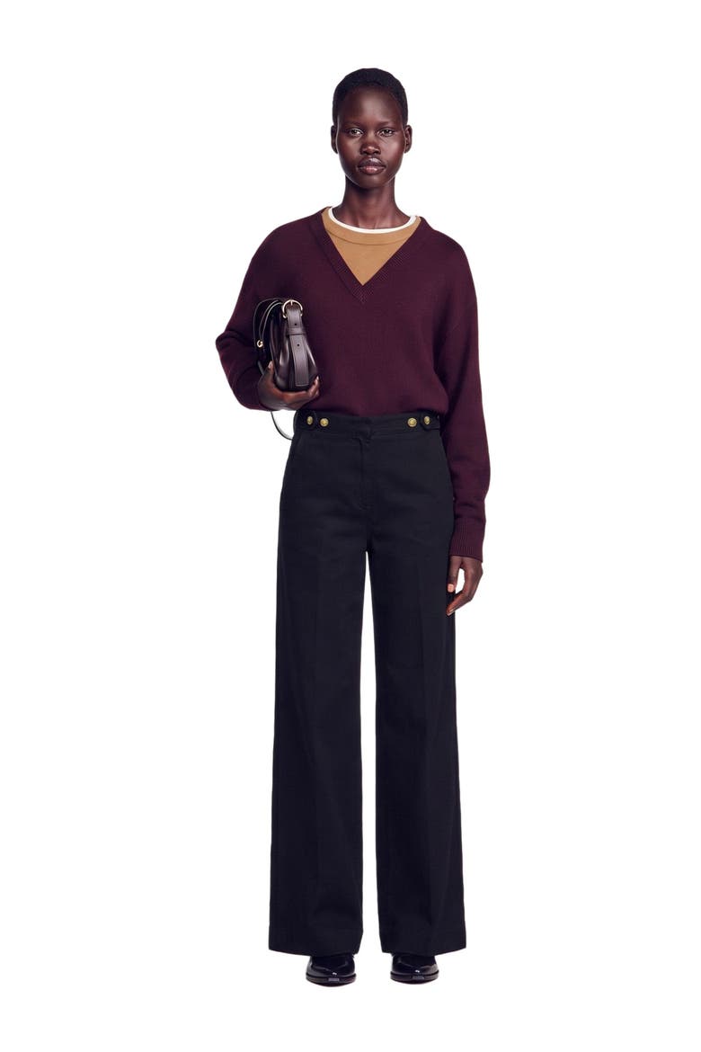High-rise Wide-leg Jeans, Alternate, color, Black