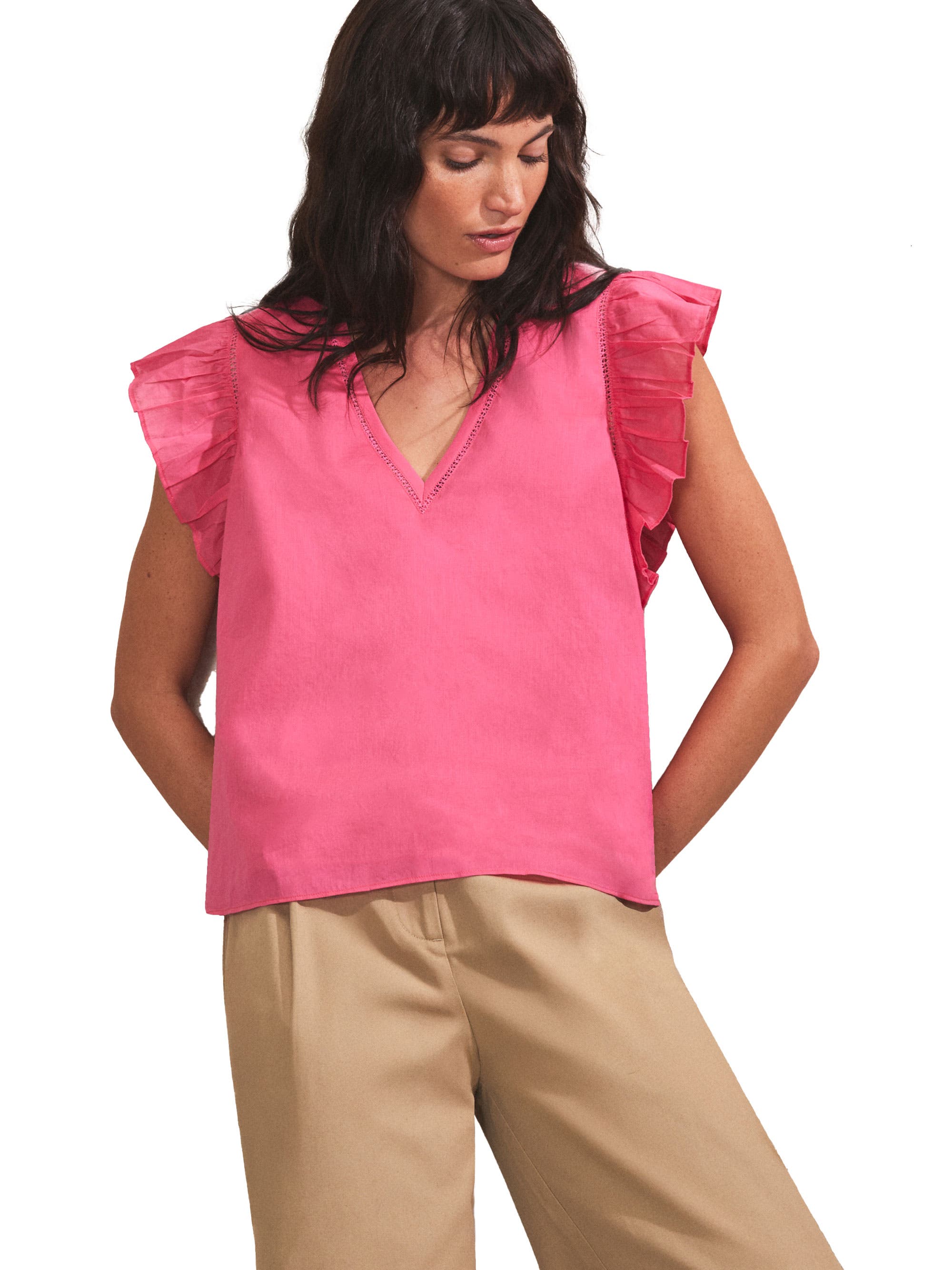 Cotton Frill Sleeve Top - image 3