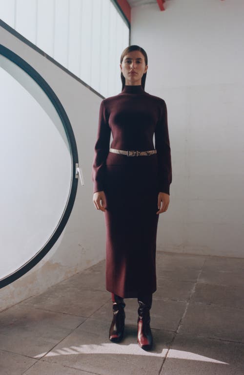 Shop Mango Rib Midi Skirt In Wine