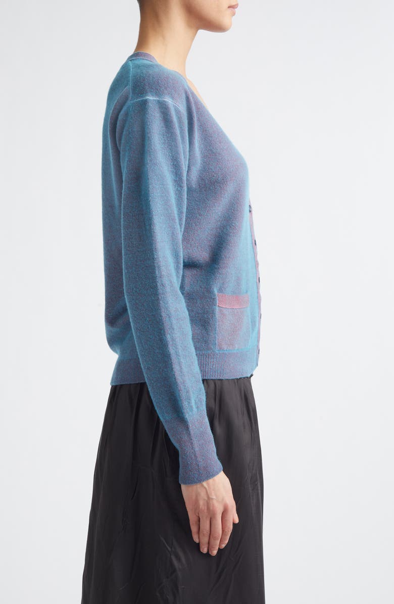 Maison Margiela Plaited Wool Cardigan, Alternate, color, Turquoise/ Red