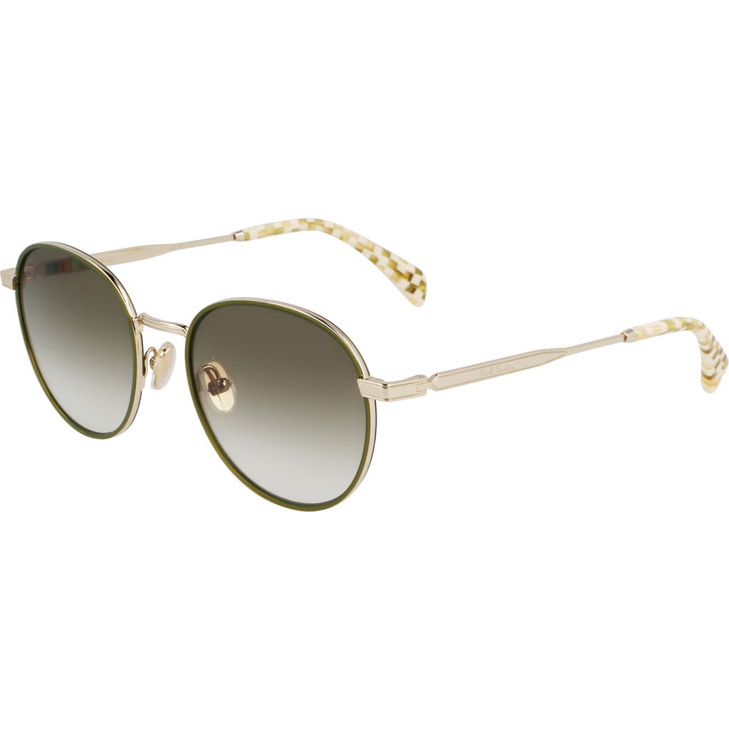 Paul Smith Mabley 53mm Gradient Round Sunglasses In 715 Gold/green