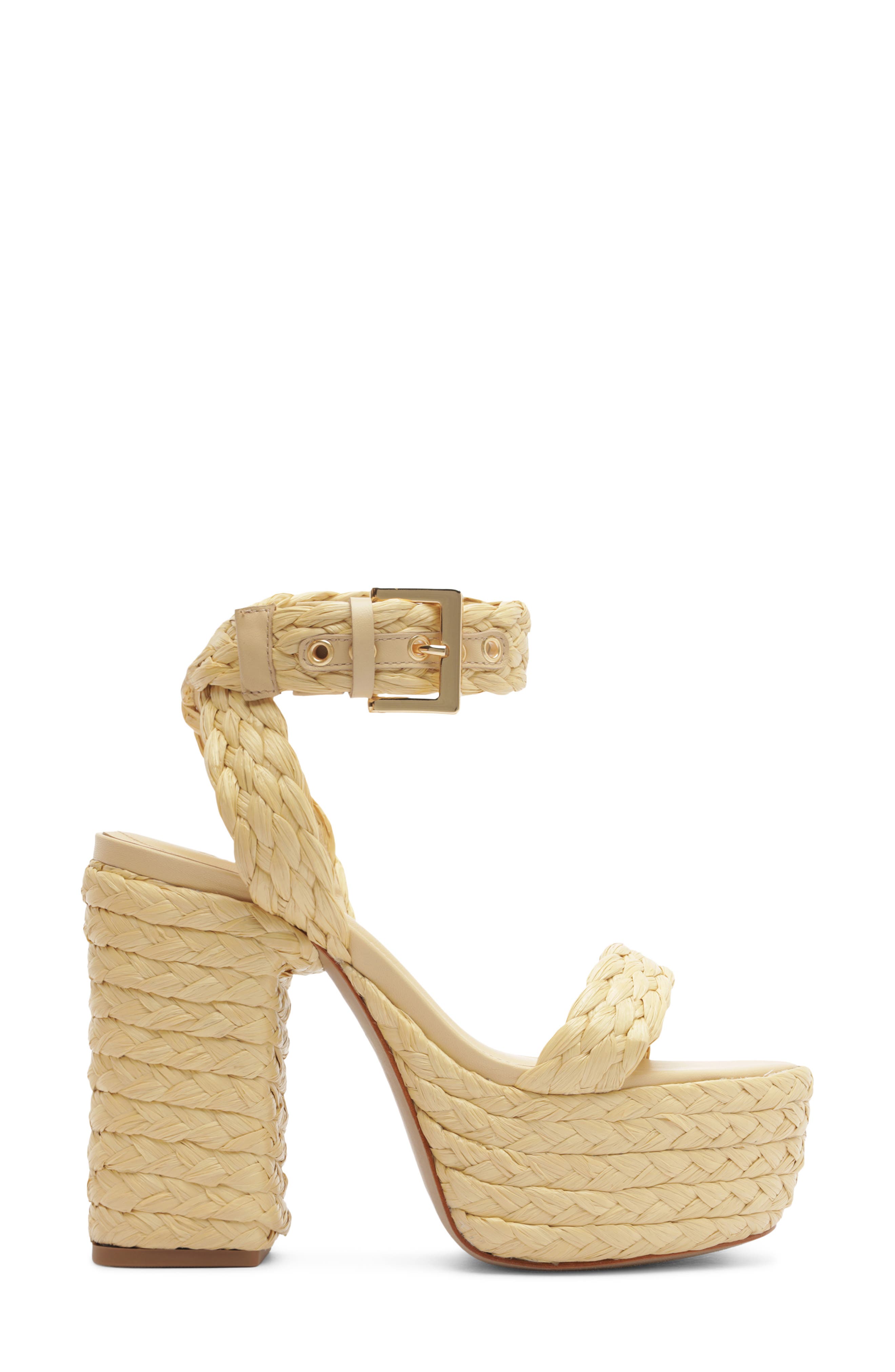 Schutz Ayana Ankle Strap Platform Sandal, Alternate, color, Palha/ Natural Nibs