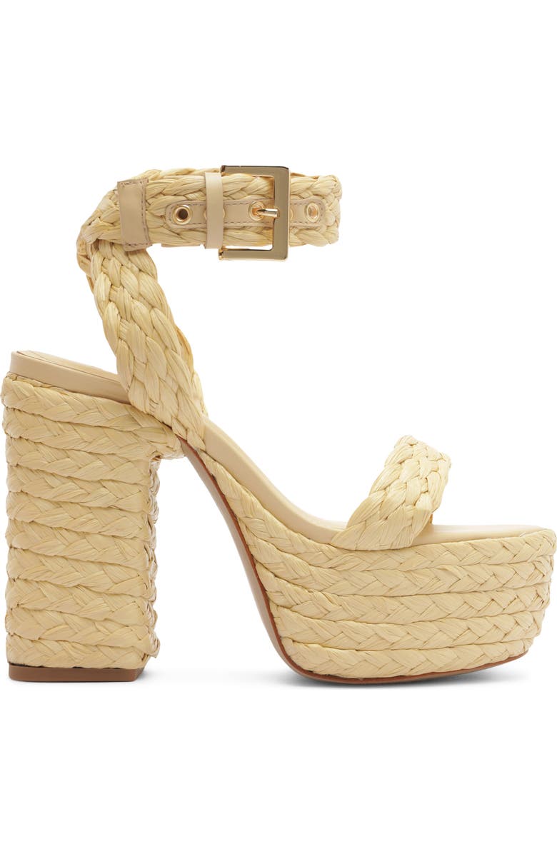 Schutz Ayana Ankle Strap Platform Sandal, Alternate, color, Palha/ Natural Nibs
