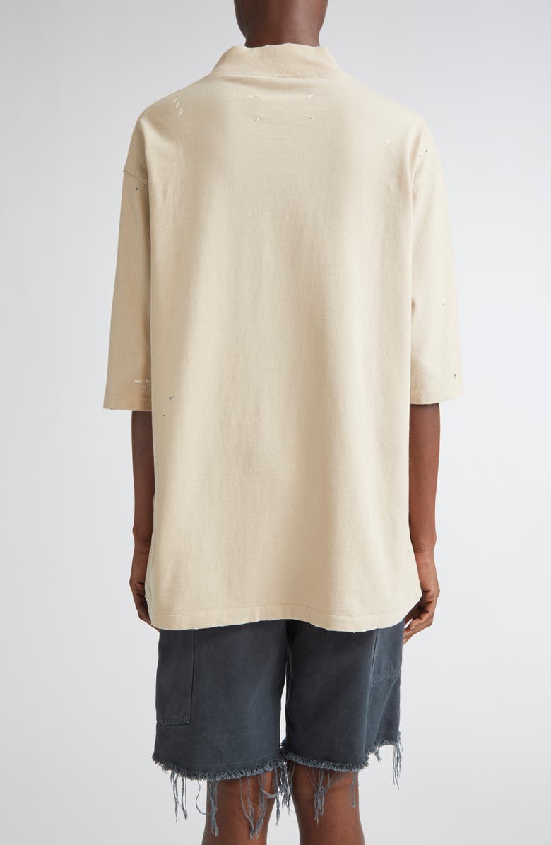 Maison Margiela Graffiti Logo Paint Splattered Pocket T-Shirt, Alternate, color, Beige