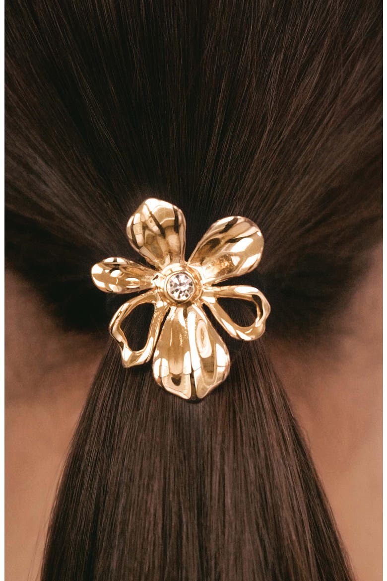 Petals Ponytail Holder, Alternate, color, GOLD