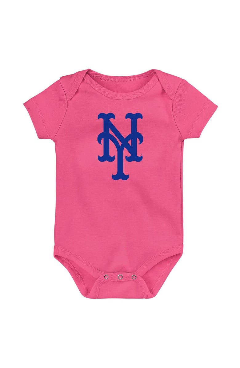 Outerstuff Infant Royal/Orange/Pink New York Mets Baseball Baby 3-Pack Bodysuit Set, Alternate, color, 