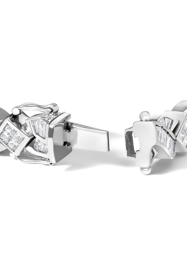 14K White Gold 8 1/5 Cttw Diamond Geometric Twisted Link Bracelet, Alternate, color, White Gold