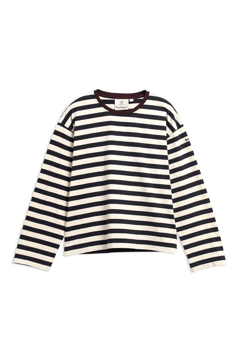 Woodhouse Striped Long Sleeve Cotton Top, Alternate, color, DARK NAVY/ BIRCH
