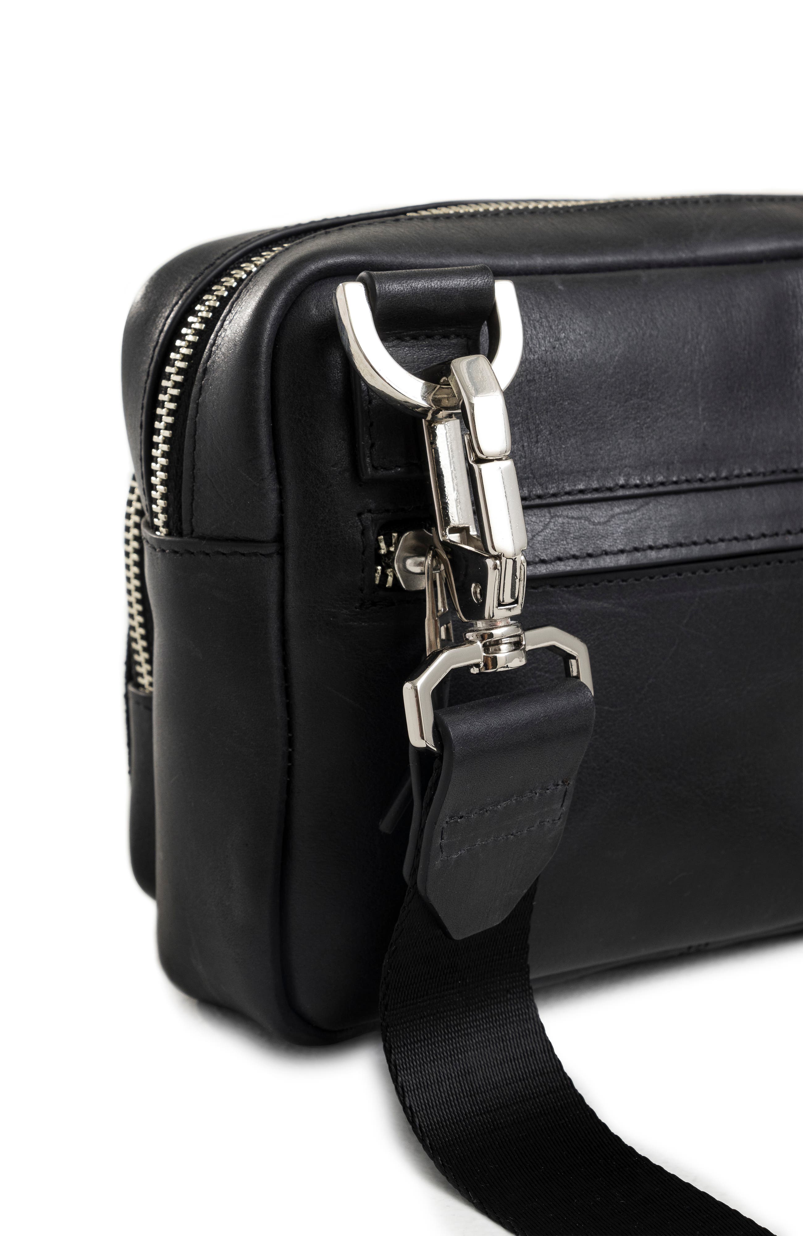 Velez Bright Leather Crossbody Bag with Suede Detail, Alternate, color, Black