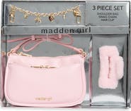 Madden Girl 3-Piece Faux Leather Shoulder Bag & Charms Set