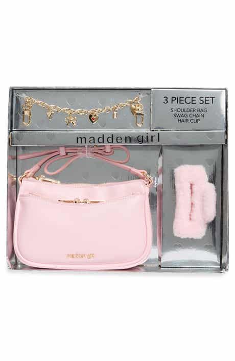 3-Piece Faux Leather Shoulder Bag, Clip & Charms Set