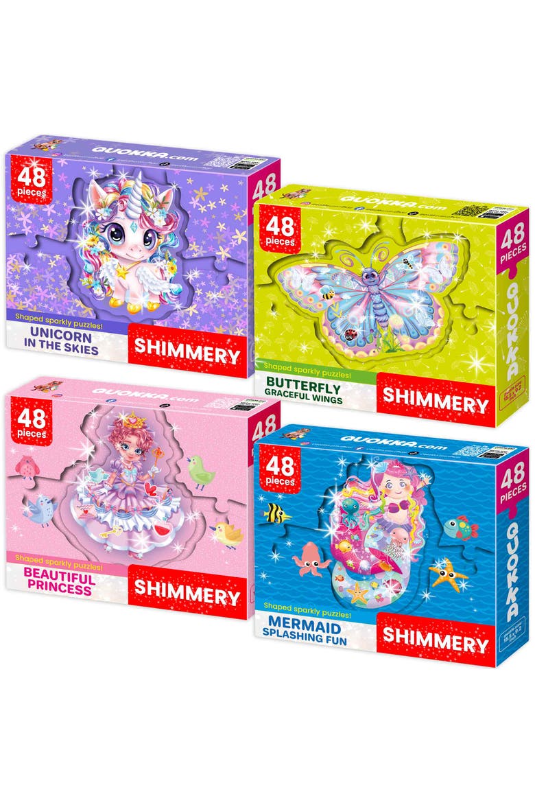 Kids Jigsaw Puzzles Shimmer & Animal Puzzle Set - 48 Piece, Main, color, Princess, Mermaid, Unicorn