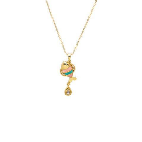 Colorful Enamel Fish Pendant Necklace
