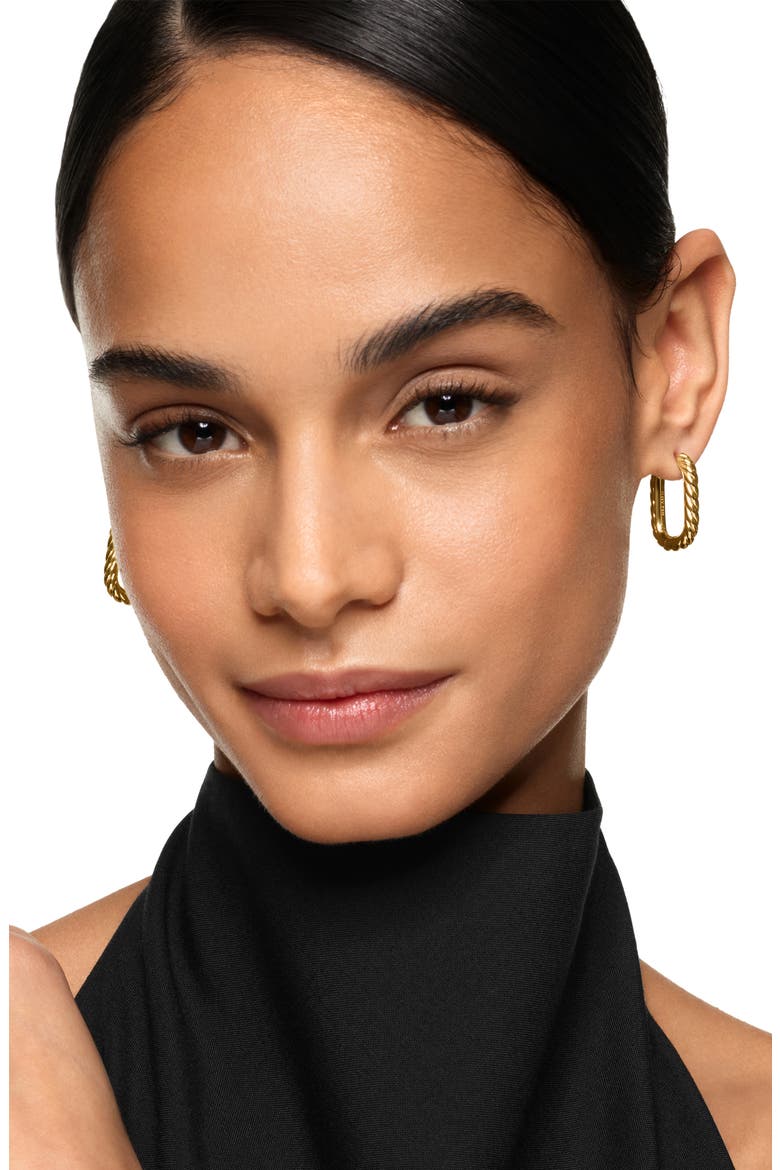 DY Madison® Cable Hoop Earrings in 18K Yellow Gold, 24.3mm, Alternate, color, GOLD